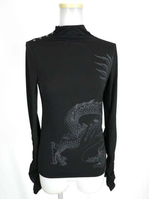 Ozz On hikozoh 龍プリントハイネック長袖カットソー