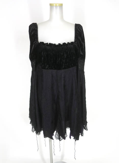 Qutie Frash ベロア切替蜘蛛の巣メッシュ重ねワンピース