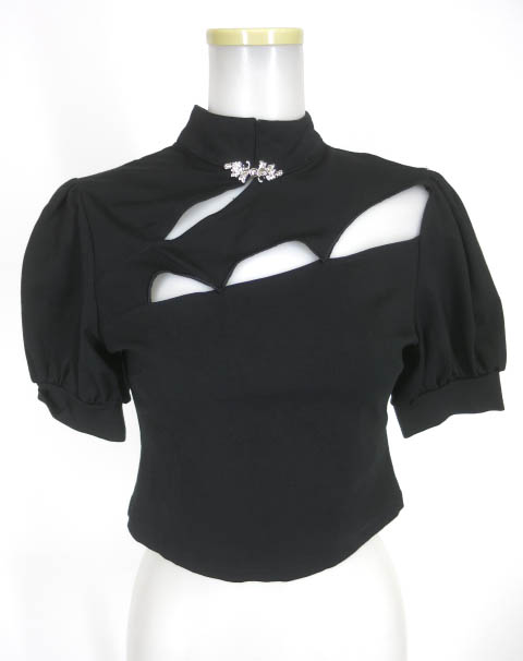 PUNKRAVE コウモリ 胸開き半袖カットソー