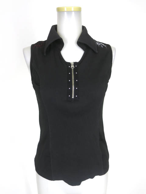 Ozz Croce メッシュ切替ノースリーブポロシャツ