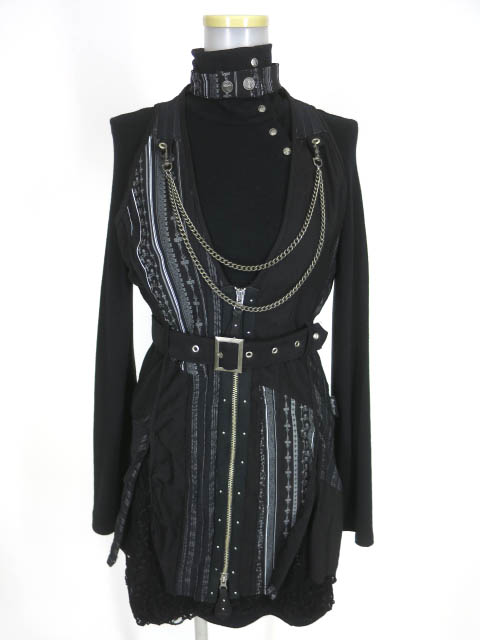 Ozz Croce ドクロストライプ切替レイヤードワンピース