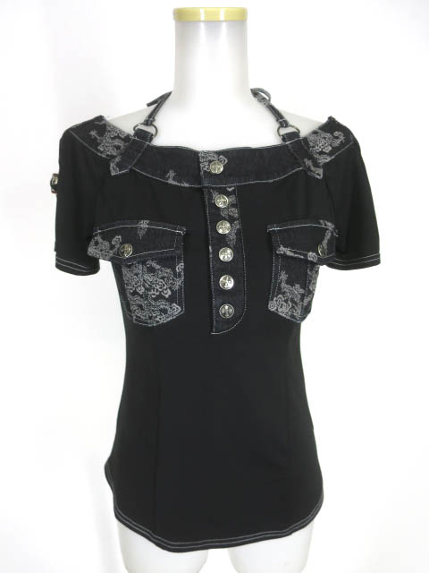 Ozz On hikozoh 龍柄デニム切替半袖カットソー