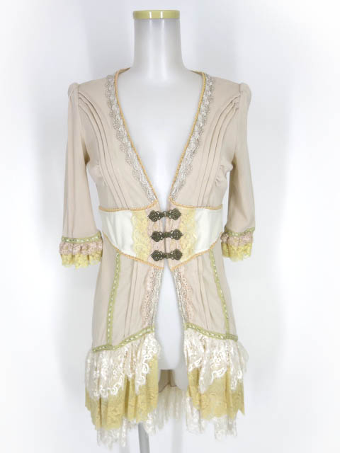 OZZ ANGELO レース付きメッシュチュールロングカーディガン