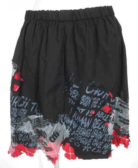 h.ANARCHY チェック柄ガーゼ切替ダメージデザインスカート