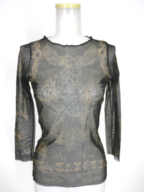 Jean Paul GAULTIER マリア＆キリスト タトゥー柄パワーネット長袖カットソー