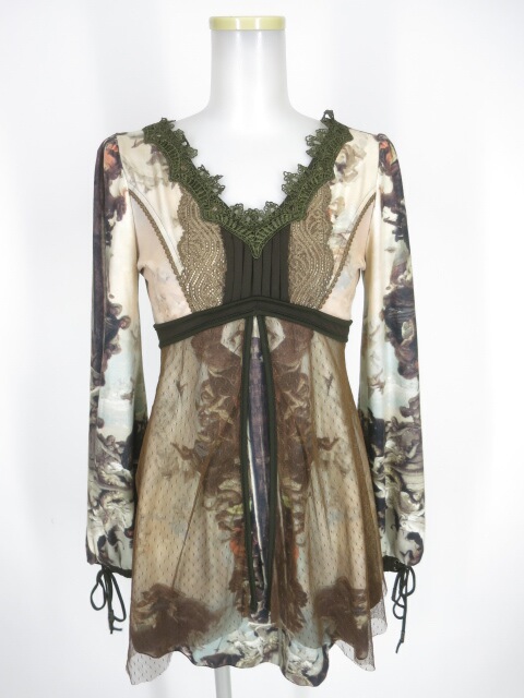 OZZ ANGELO 天使絵画柄チュニックワンピース