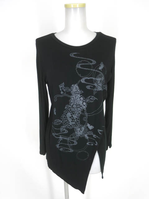 Ozz On 和柄プリント変形長袖カットソー