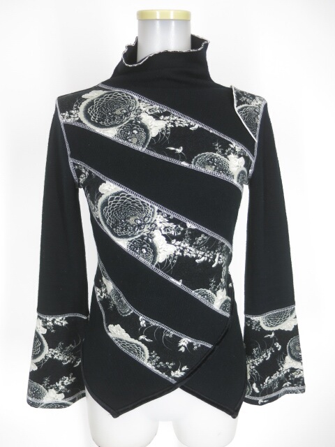 Ozz On 和柄スパイラル切替ハイネックニットプルオーバー