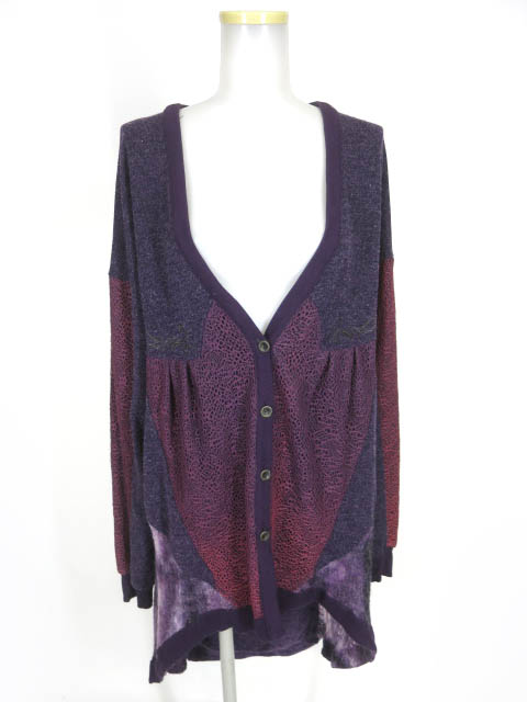 Ozz Croce レース重ね後ろロングニットカーディガン