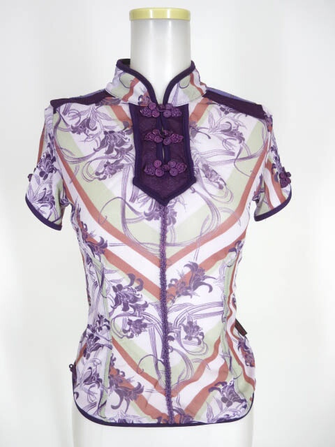 OZZ ONESTE メッシュチュール和チャイナ半袖カットソー