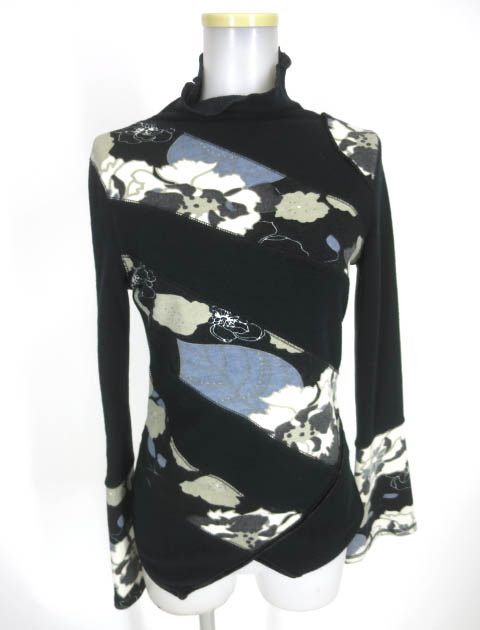 Ozz On スパイラル和柄切替ニットプルオーバー