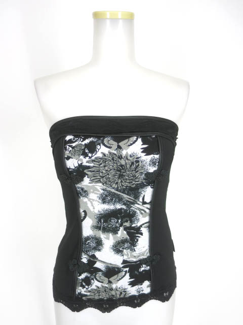 OZZ ONESTE 和チャイナ柄切替ベアトップ