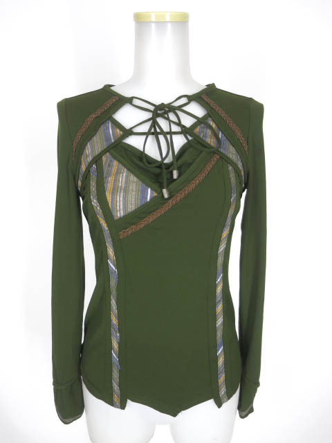 OZZ ONESTE 胸編み上げ付き長袖カットソー