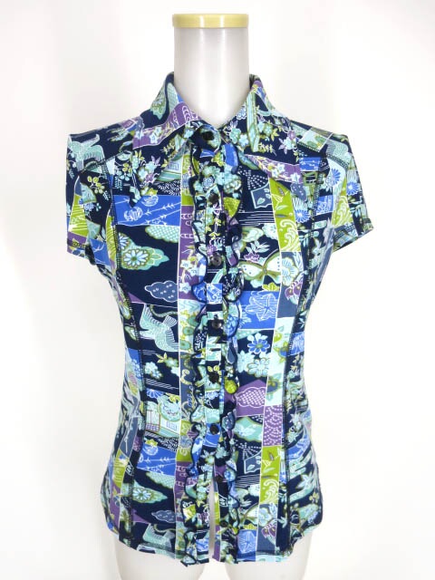 Ozz On 和柄半袖ブラウス