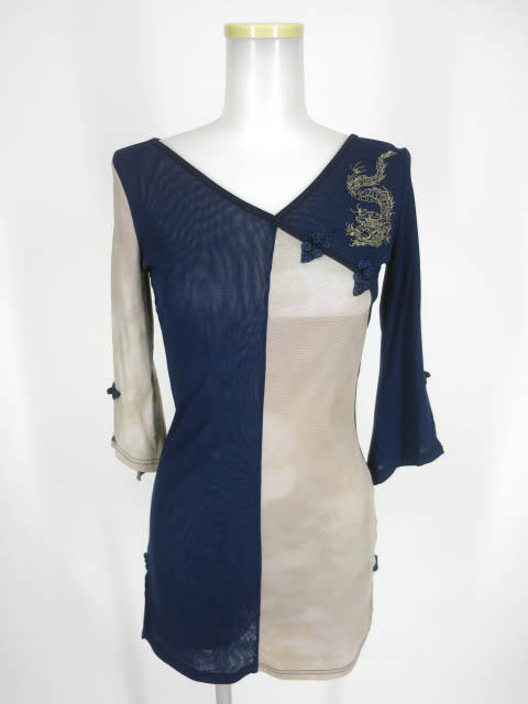 Ozz On hikozoh 龍刺繍入りメッシュチュールチュニック