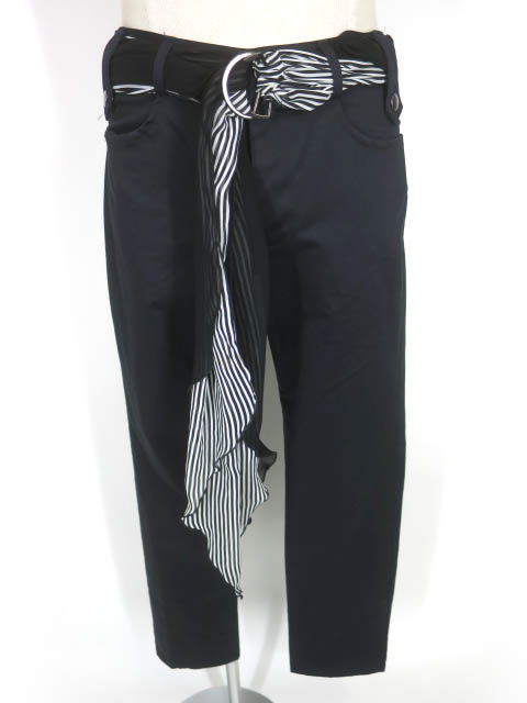 BPN FOR MEN ストライプベルト帯付きブーツカットパンツ