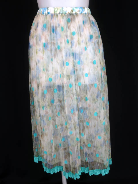 Jane Marple Dans Le Salon フラワー＆ドット柄チュールロングスカート