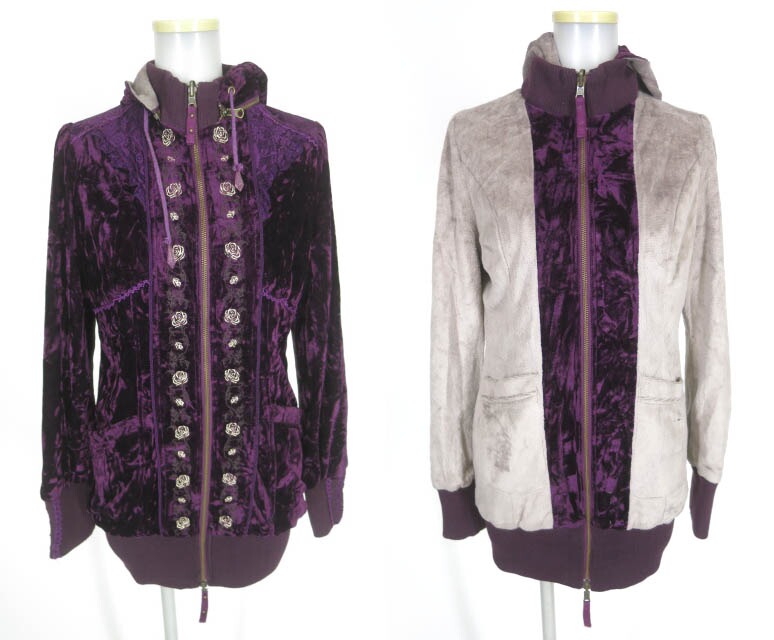 Ozz Croce ベロアリバーシブルジップアップブルゾン