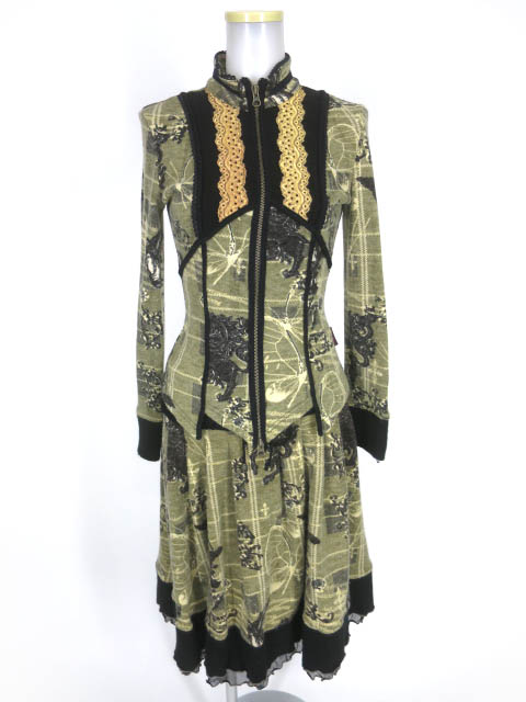 OZZ ONESTE 総柄ニットカーディガン&スカート セット