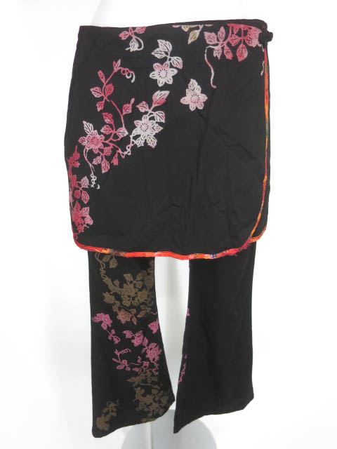 gouk オーバースカート付き和柄パンツ