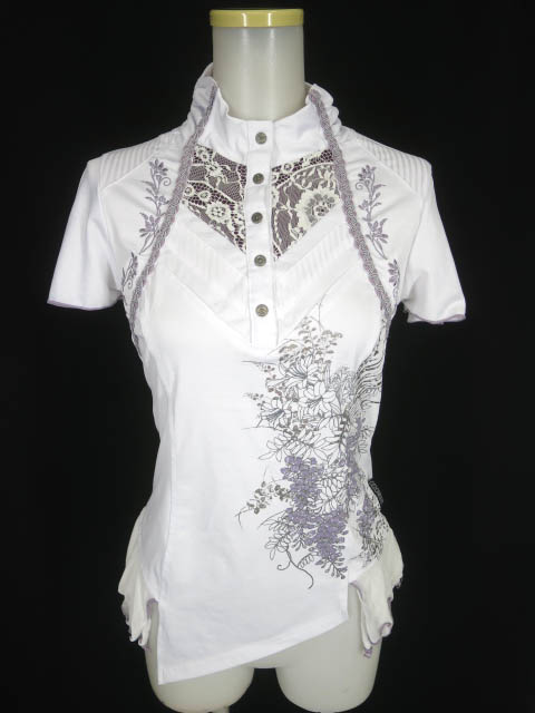 OZZ ONESTE メッシュ付き和柄プリント半袖カットソー