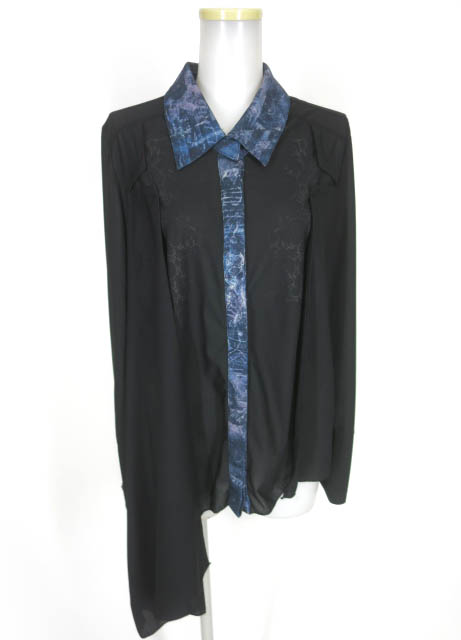 Ozz Croce 総柄切替アシンメトリーブラウス