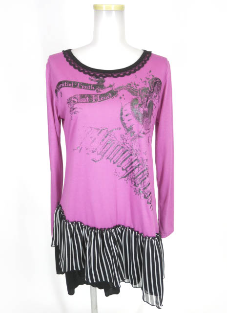 ALGONQUINS ストライプシフォン付きチュニックワンピース