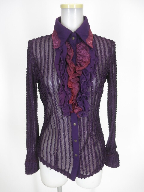 OZZ ONESTE シースルーストライプブラウス