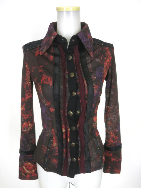 Ozz Croce メッシュチュール総柄ブラウス