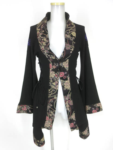 Qutie Frash サイド編み上げ着物ロングカーディガン