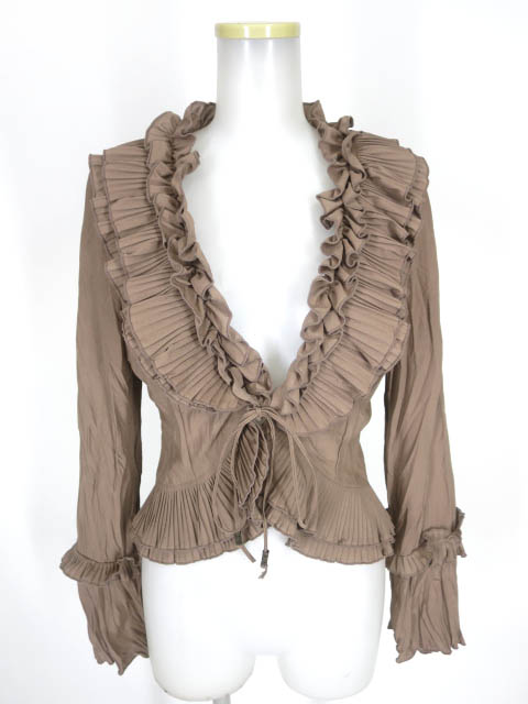 OZZ ANGELO しわ加工プリーツフリルカーディガン