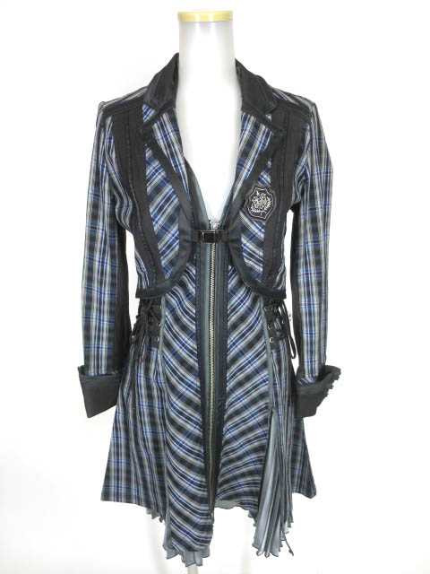 Ozz Croce チェック柄ボレロジャケット付きホルターネックワンピース