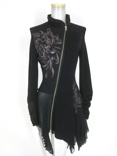 OZZ ONESTE ニット切替アシンメトリージップチャイナワンピース