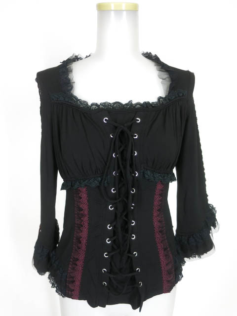 OZZ ONESTE レース＆編み上げ付きカットソー