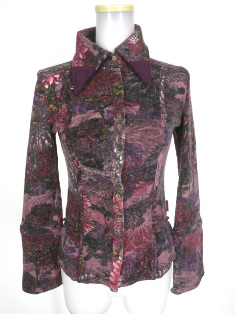 Ozz On 和柄ニットブラウス