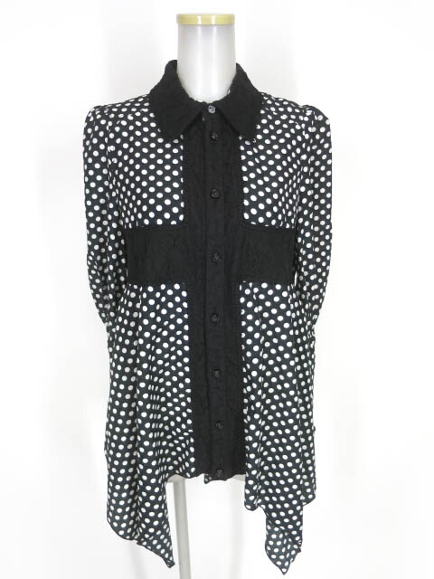 ALGONQUINS ADDICTION クロスレース切替ドット柄ブラウス