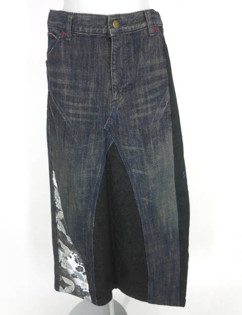 gouk デニムリメイク風ロングスカート