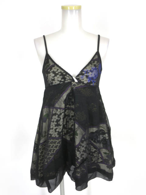 gouk メッシュ重ね和柄チュニックキャミソール