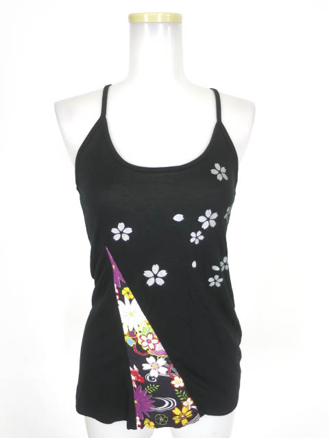 gouk 桜プリント和柄切替キャミソール