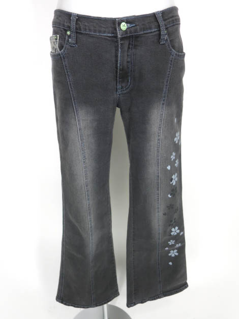 gouk 桜プリントブーツカットデニムパンツ