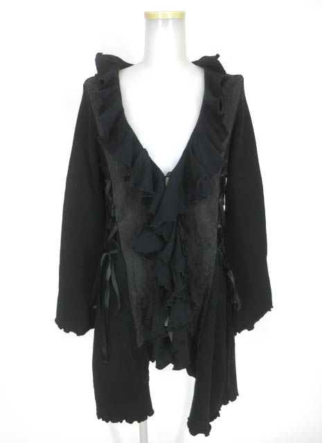 h.NAOTO Blood ジャガード切替フリルロングカーディガン