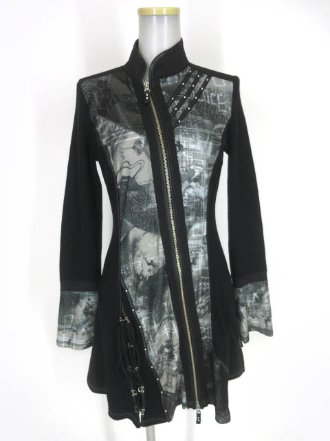 Ozz Croce サイバー 龍 和柄 切替ジップアップニットワンピース