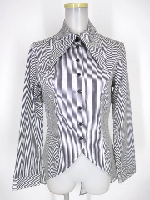 BPN ストライプ柄燕尾ブラウス