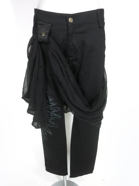 NAOTO SEVEN 天使の羽根プリント シフォンドレープ付きパンツ