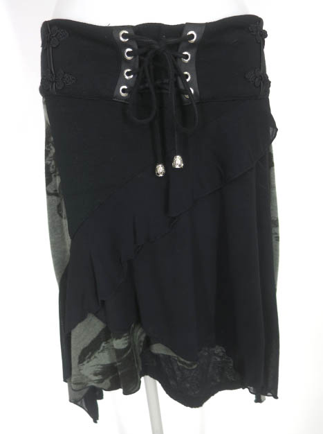 OZZ ONESTE メッシュ重ね和柄ニットスカート