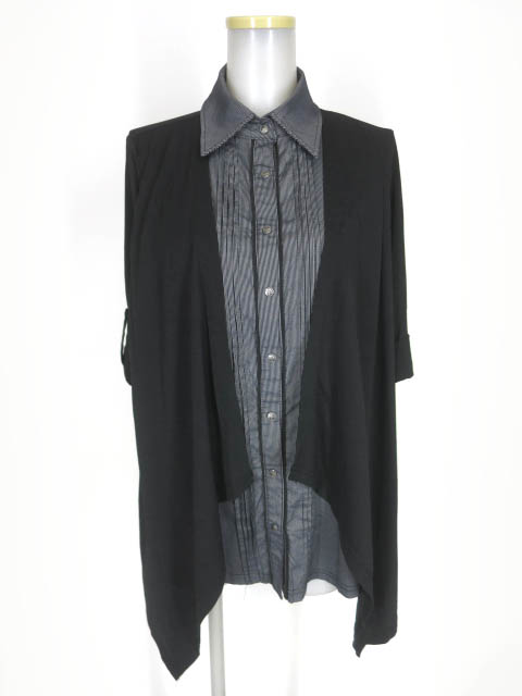 Ozz Croce 重ね着風ストライプブラウス