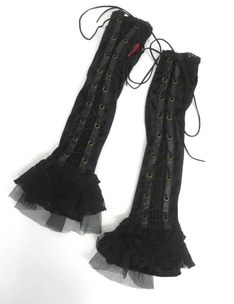 Ozz On 編み上げ付きベロアアームウォーマー