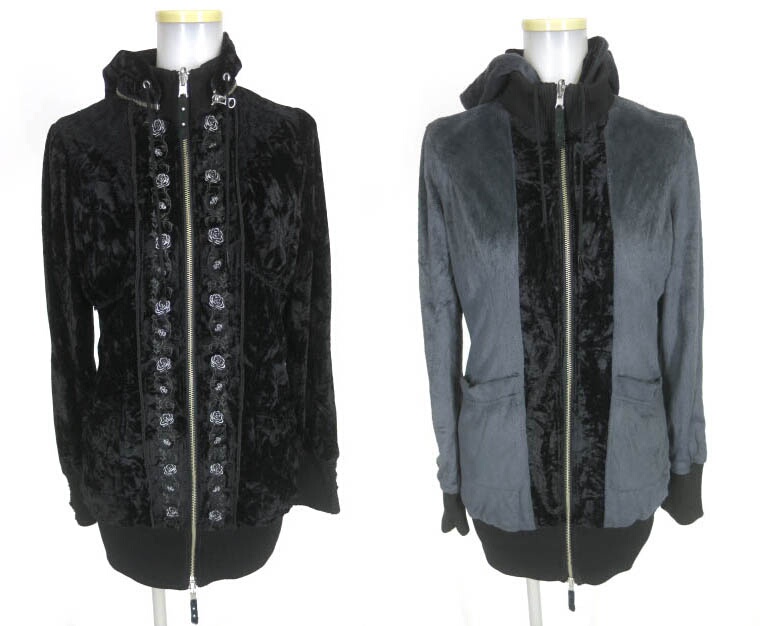 Ozz Croce ベロアリバーシブルジップアップブルゾン