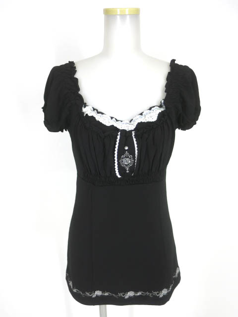 Ozz Croce ローズ刺繍シャーリング半袖カットソー