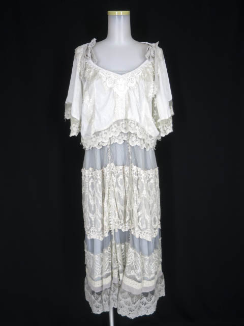 OZZ ANGELO レース＆メッシュチュール切替ロングキャミワンピース & トップス セット